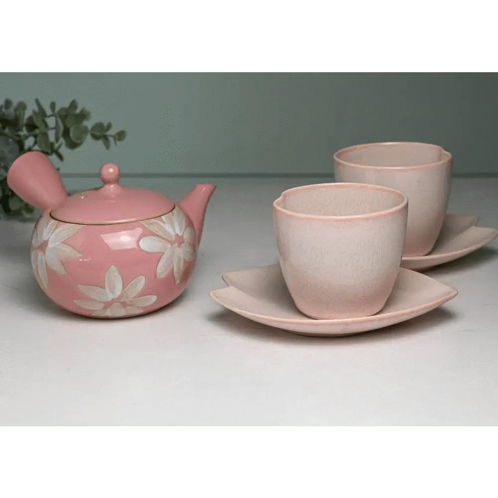 Aprikalife Cups & Mugs Pink LOVE Ceramic Tea Cup with Saucer, Japanese Cup