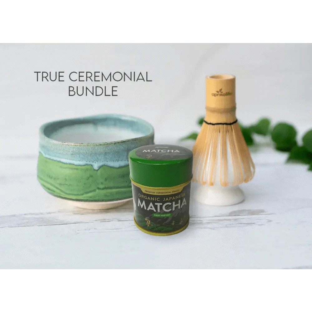 Aprikalife Tea & Tea Sets Handmade Japanese Sea Matcha Tea Bowl