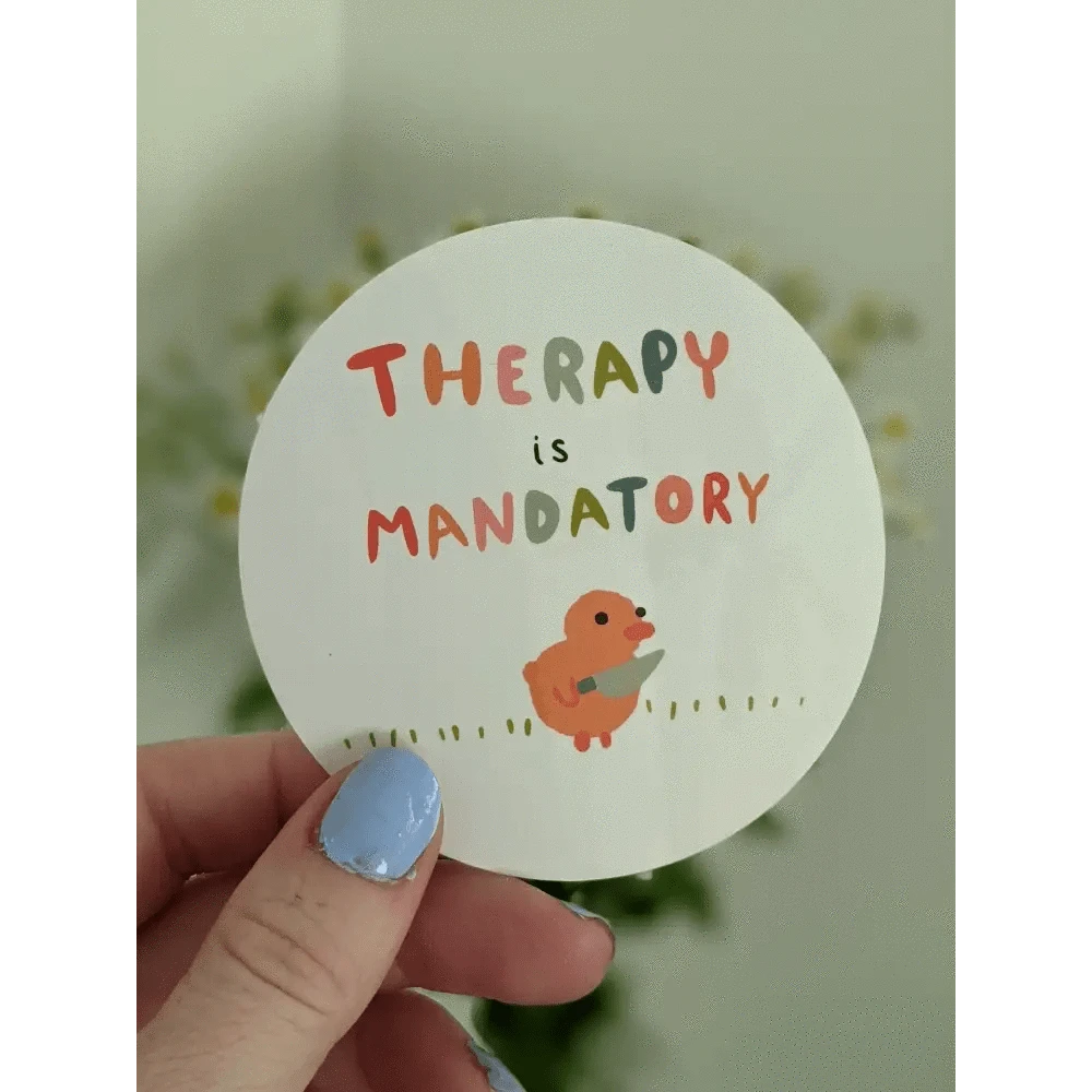 Just Peachy Press Vinyl Stickers Therapy is Mandatory Just Peachy Stickers