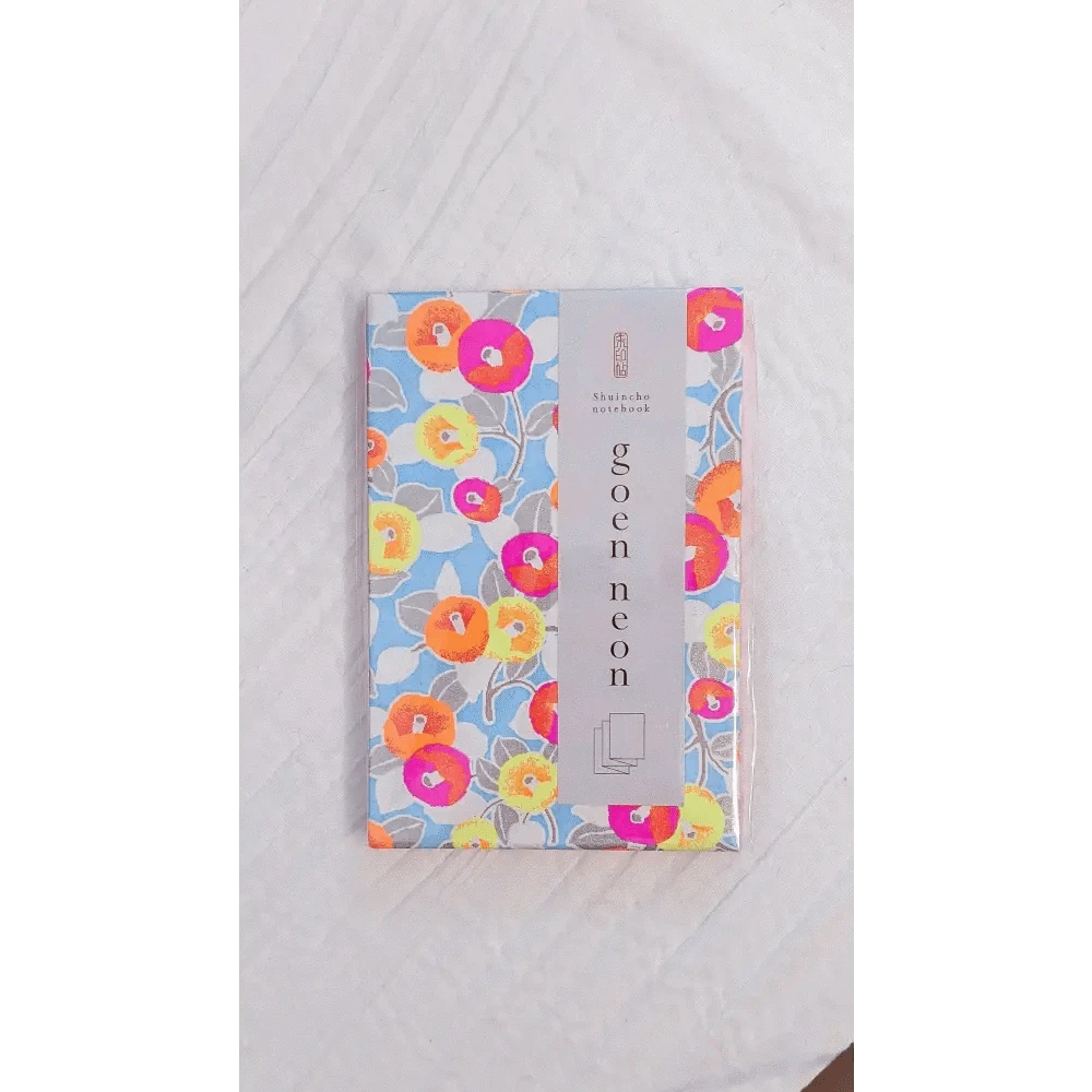 MDS Co.,Ltd. Notebooks & Notepads Red seal book, goen neon, N-1 120mm x 180mm, 11 mountains, with 2 title stickers 23211 Folding Style Paper Notebook - Neon Flower