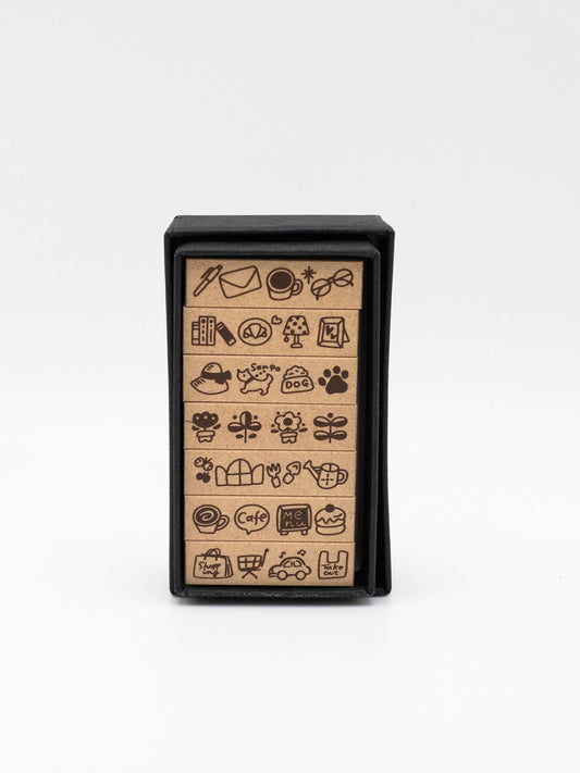 SANBY CO.,LTD. Stamps Wooden Border Stamps - Cute Life Patterns - 7pcs