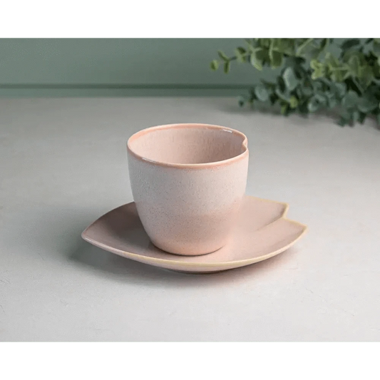 Aprikalife Cups & Mugs Pink LOVE Ceramic Tea Cup with Saucer, Japanese Cup
