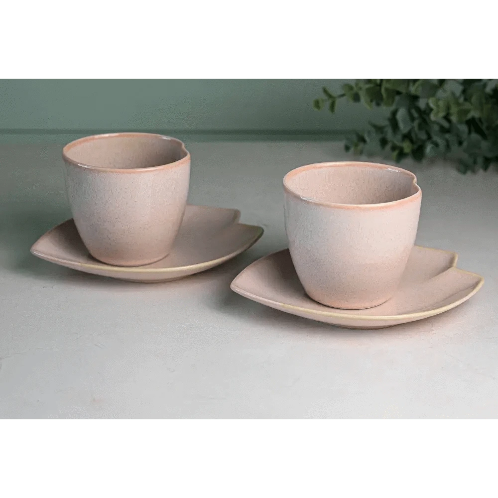 Aprikalife Cups & Mugs Pink LOVE Ceramic Tea Cup with Saucer, Japanese Cup