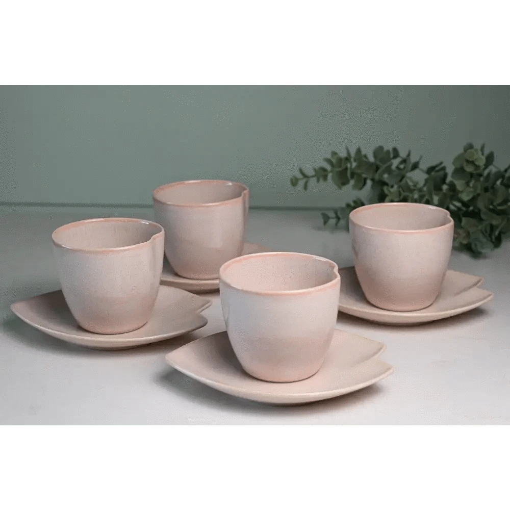 Aprikalife Cups & Mugs Pink LOVE Ceramic Tea Cup with Saucer, Japanese Cup