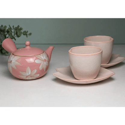 Aprikalife Cups & Mugs Pink LOVE Ceramic Tea Cup with Saucer, Japanese Cup