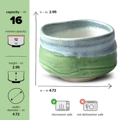 Aprikalife Tea & Tea Sets Handmade Japanese Sea Matcha Tea Bowl