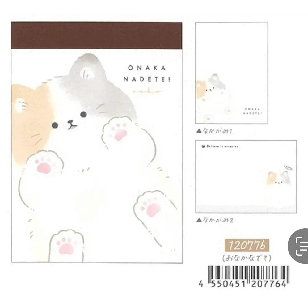 BCmini Memo & Notepads Kitten Cat Paw Onaka Nadetei Mini Notepad