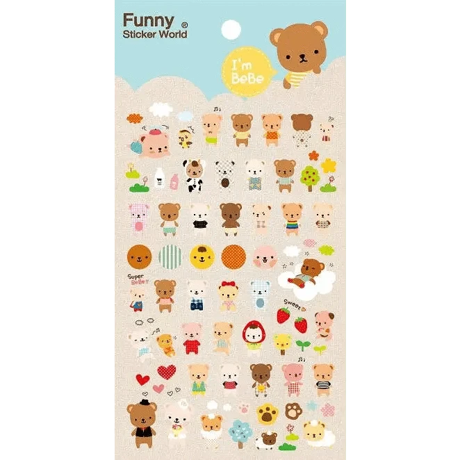 BCmini Sticker Sheet Bebe Bear Gel Stickers