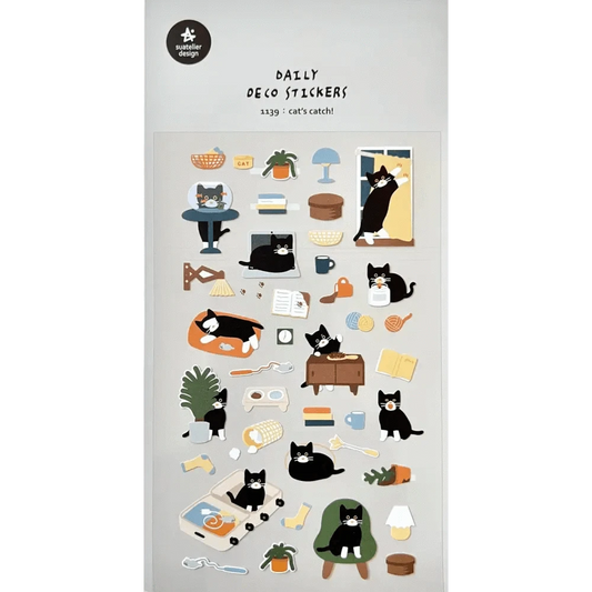 BCmini Sticker Sheet CATS CATCH DAY STICKERS