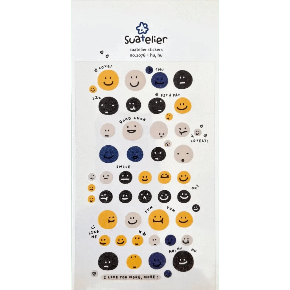 BCmini Sticker Sheet Smile "Hu Hu" Face Sticker Sheet