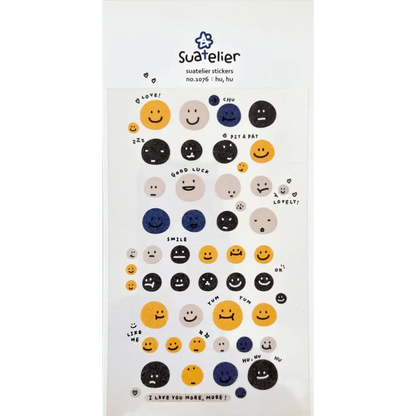 BCmini Sticker Sheet Smile "Hu Hu" Face Sticker Sheet
