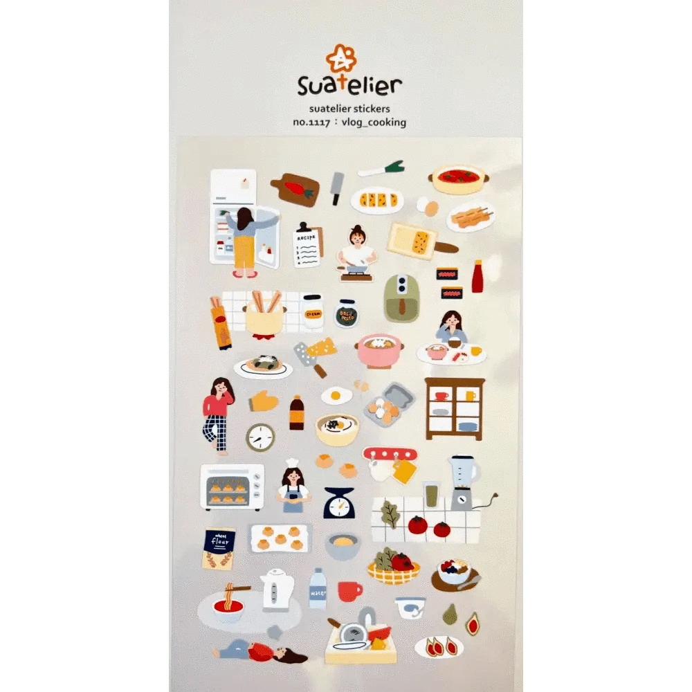 BCmini Sticker Sheet Vlog Cooking Sticker Sheet - Suatelier Design