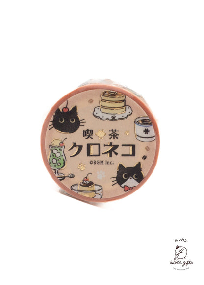 BGM INC. Washi Tape Cafe Kuroneko *Sweet Time BGM Washi Tape Black-cat Coffee Shop Cat