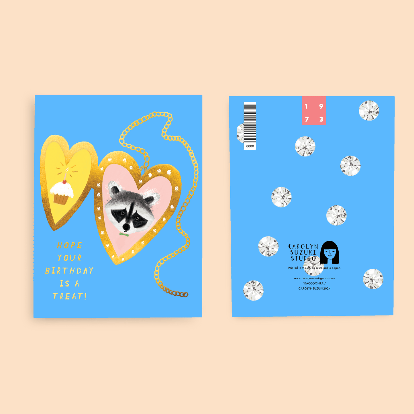 Carolyn Suzuki Greeting Cards RACCOON PAL - Birthday Card