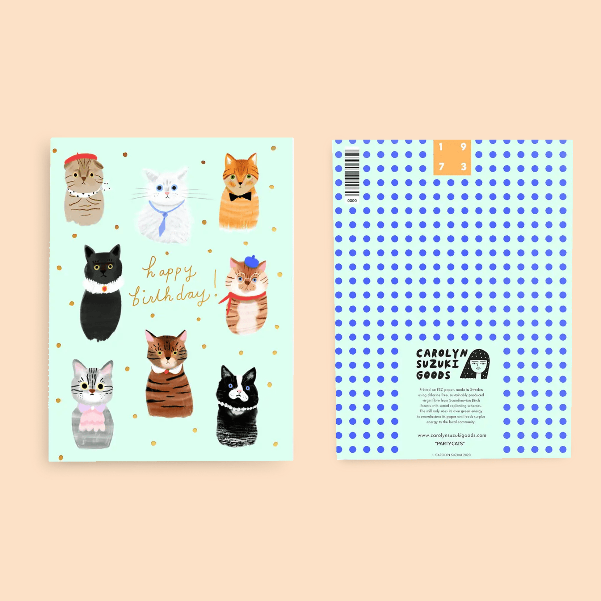 Carolyn Suzuki PARTY CATS  - Birthday Card