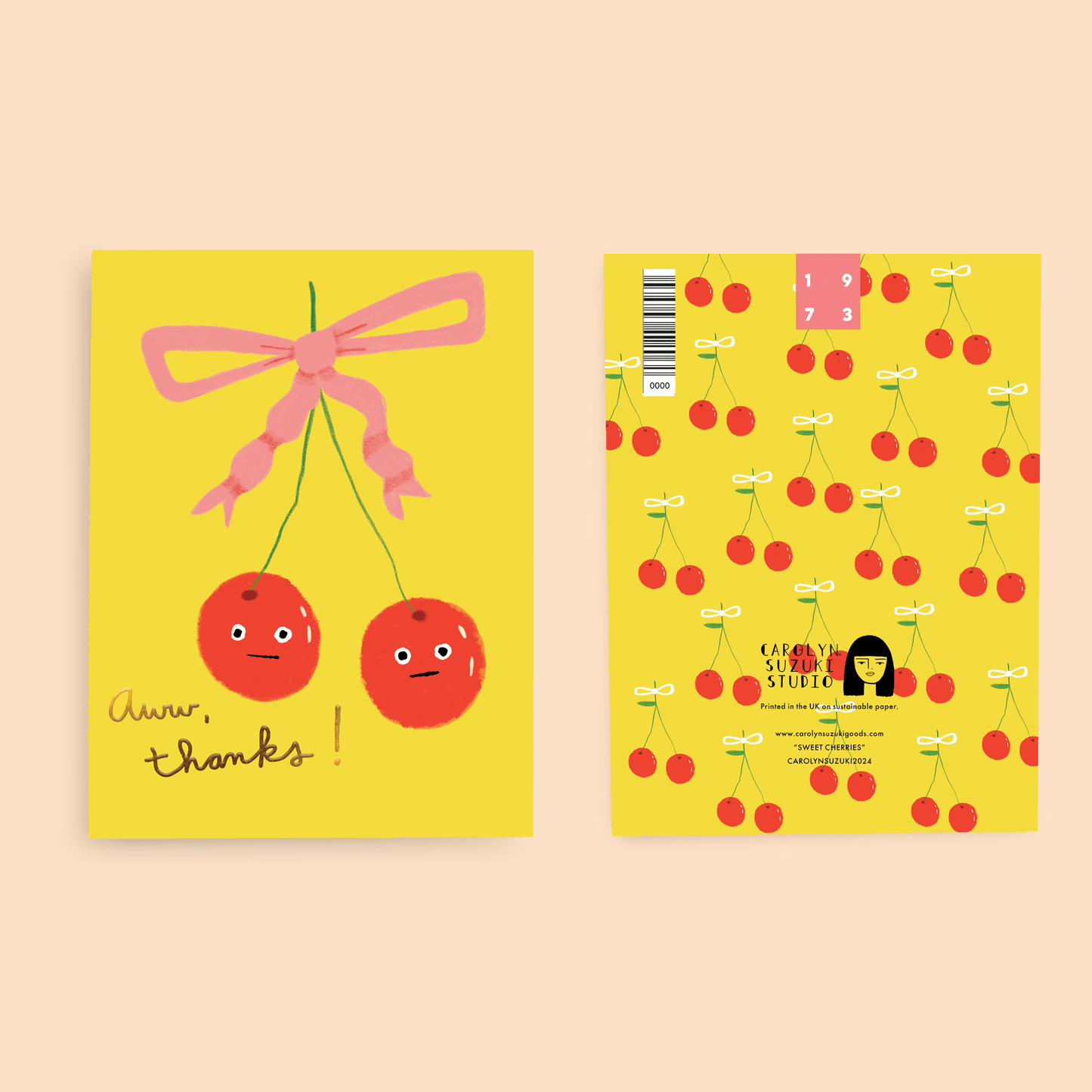 Carolyn Suzuki SWEET CHERRIES - Thank You Card