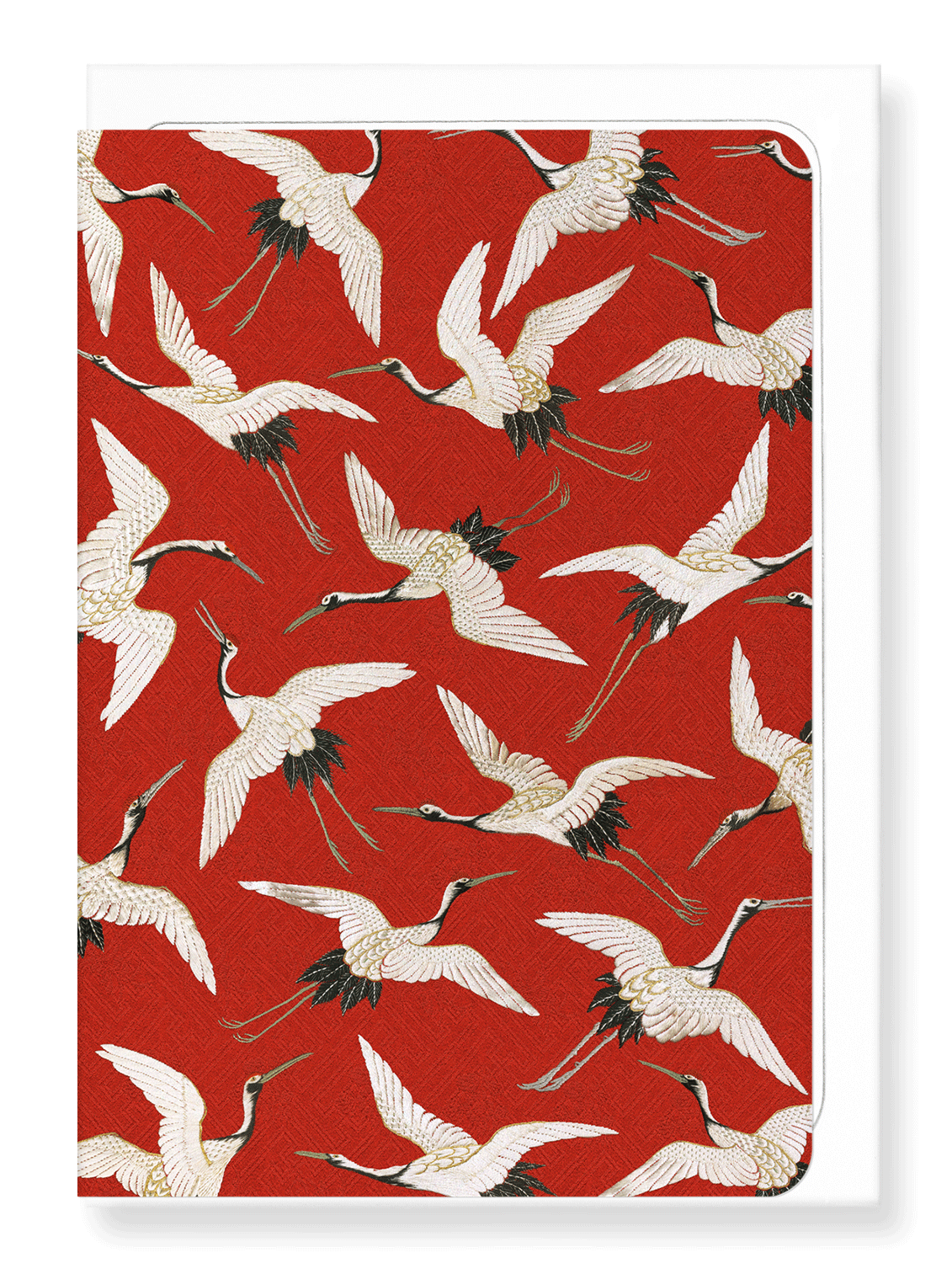 Ezen Trade Greeting Cards CRANE EMBROIDERY ON RED : Greeting Card