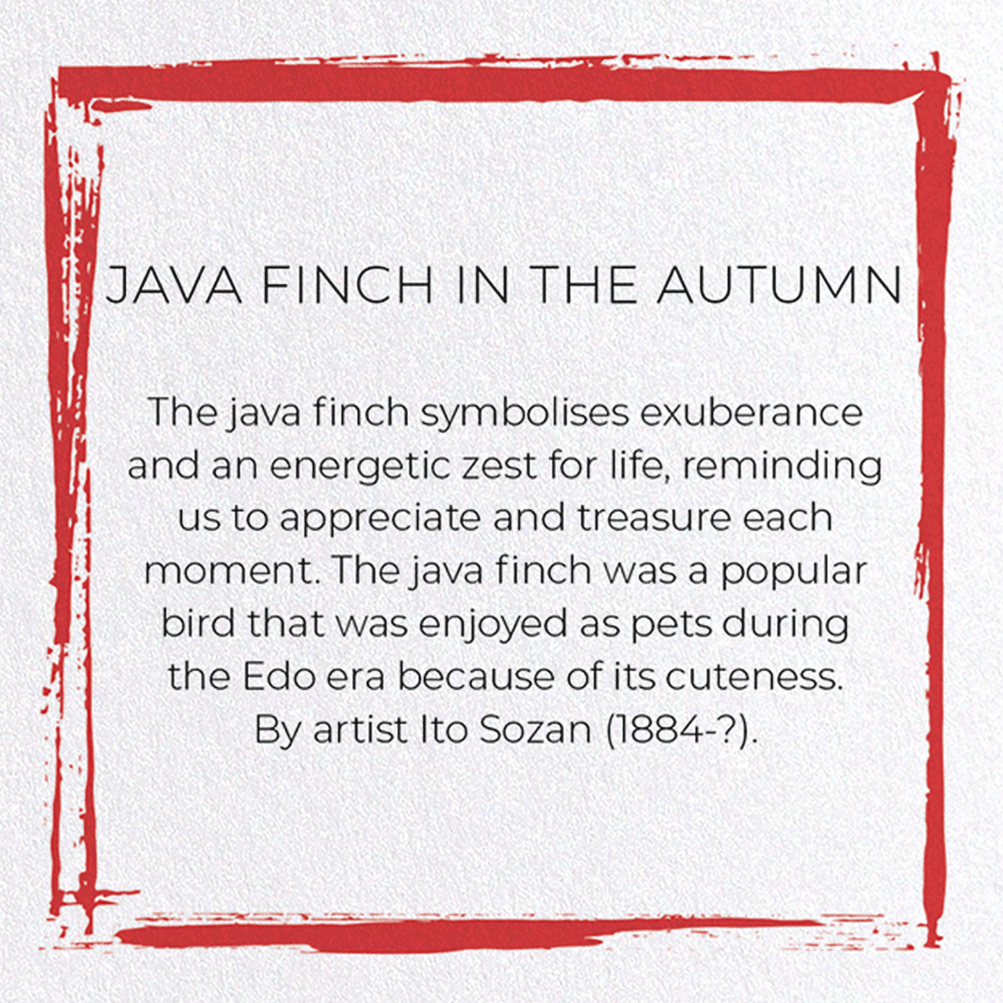 Ezen Trade JAVA FINCH IN THE AUTUMN: Japanese Greeting Card