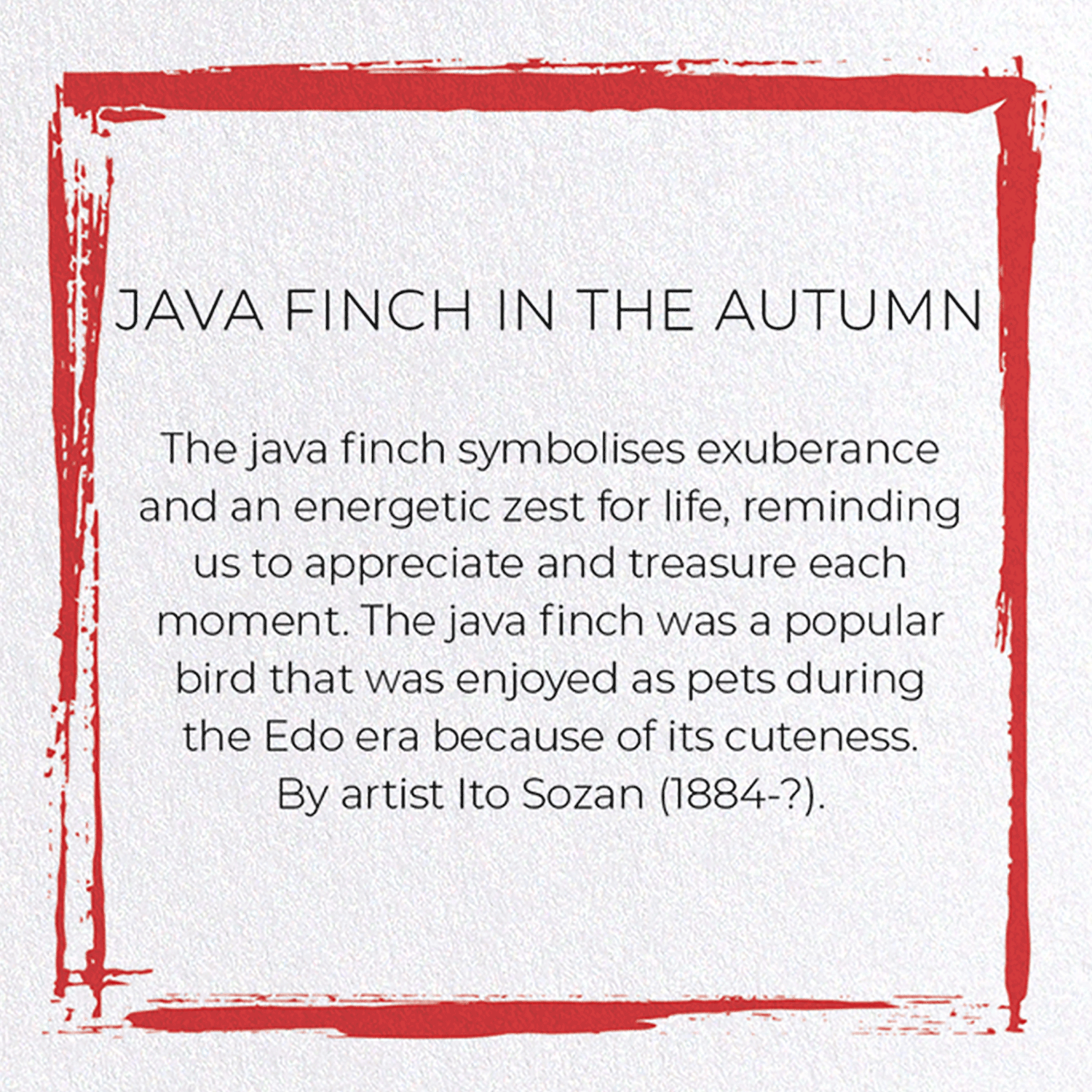 Ezen Trade JAVA FINCH IN THE AUTUMN: Japanese Greeting Card