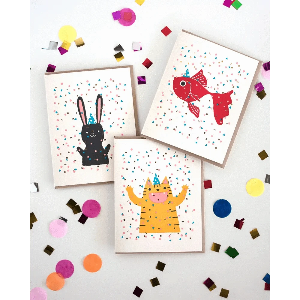 Fugu Fugu Press Greeting Cards Confetti Cat Card