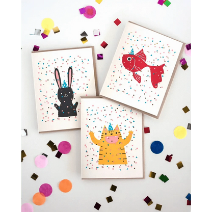 Fugu Fugu Press Greeting Cards Confetti Cat Card