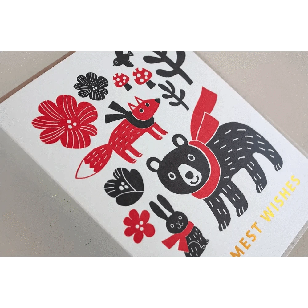 Fugu Fugu Press Greeting Cards Warmest Bear Bunny Fox