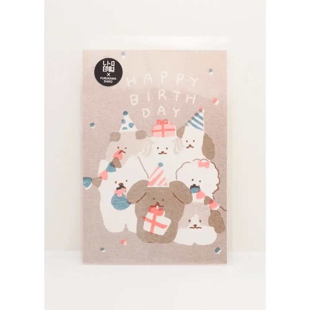 FURUKAWASHIKO Greeting Cards Furukawa Shiko Doggies Happy Birthday Printed PostCard