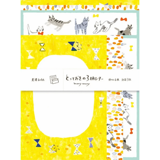 FURUKAWASHIKO Letter Sets Many Many Cat Letter Set - 3 Patterns -  Furukawa Shiko