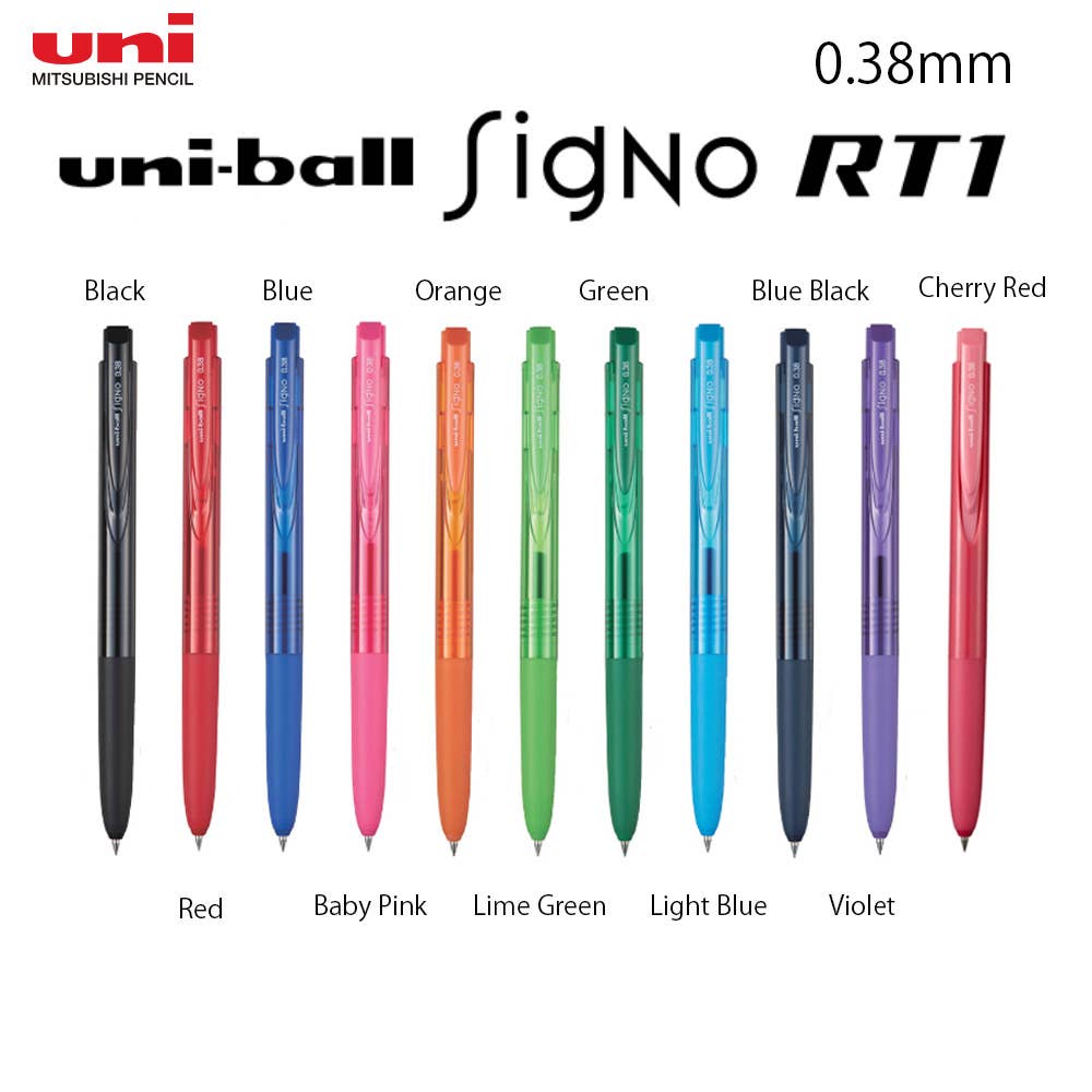Hakubundo Black / 0.38mm MITSUBISHI UNI BALL SIGNO RT1 PEN ※Not Hanging package