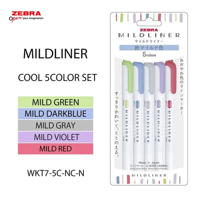 Hakubundo Highlighters & Markers Zebra Midliner Highlighter 5color Sets