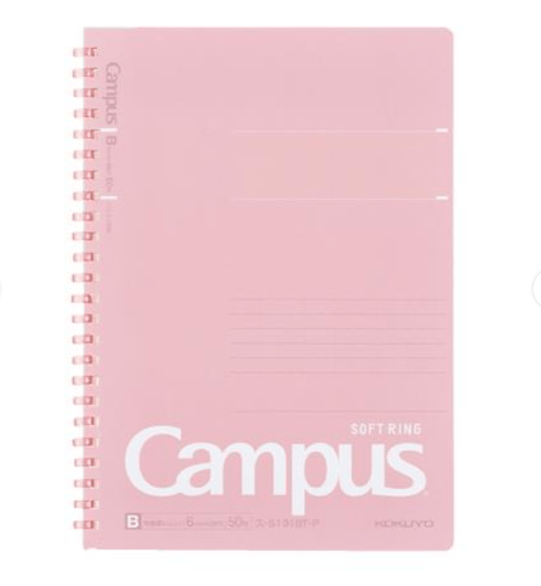 Hakubundo Notebooks & Notepads Pink / A5 Kokuyo Campus Softring Ruled 40 Sheet Notebook