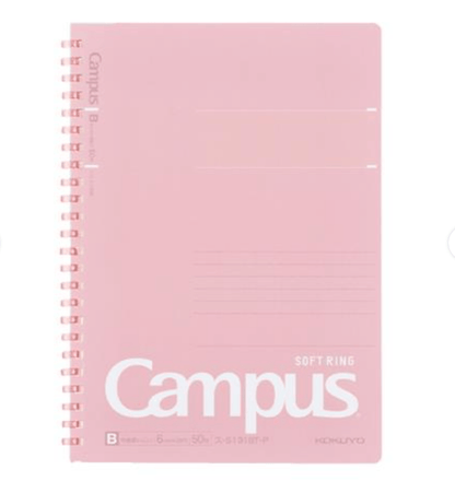 Hakubundo Notebooks & Notepads Pink / B5 Kokuyo Campus Softring Ruled 40 Sheet Notebook