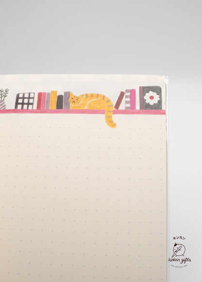 JPT Journals Midori Yuru Log Notebook - B6 - MD Cream - 5 mm Dotted - Cat