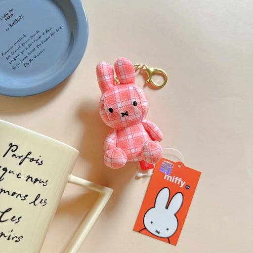 K-Wonderland Pink Plaid Limited Edition Check Miffy Keychain Plush