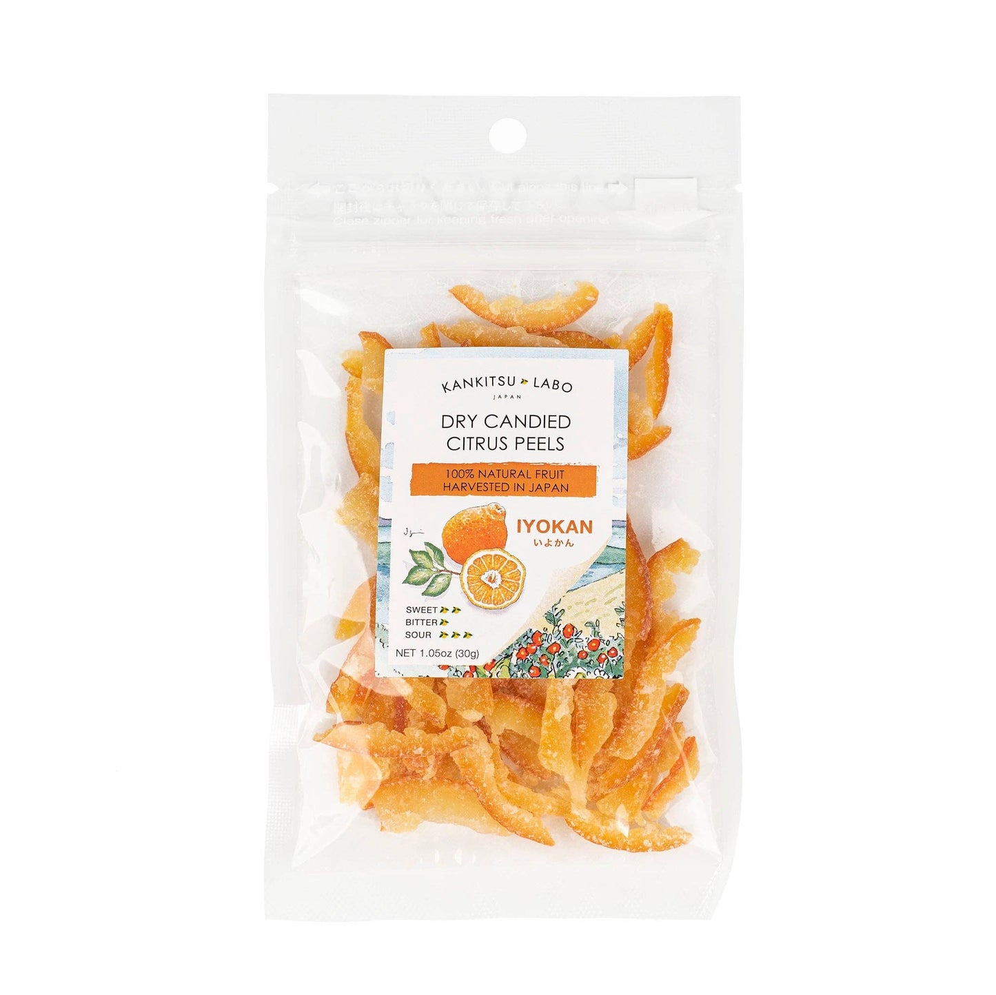 KANKITSU LABO Candy & Chocolate Dry Candied Japanese Citrus Peel | Iyokan (いよかん) | 1.05 oz