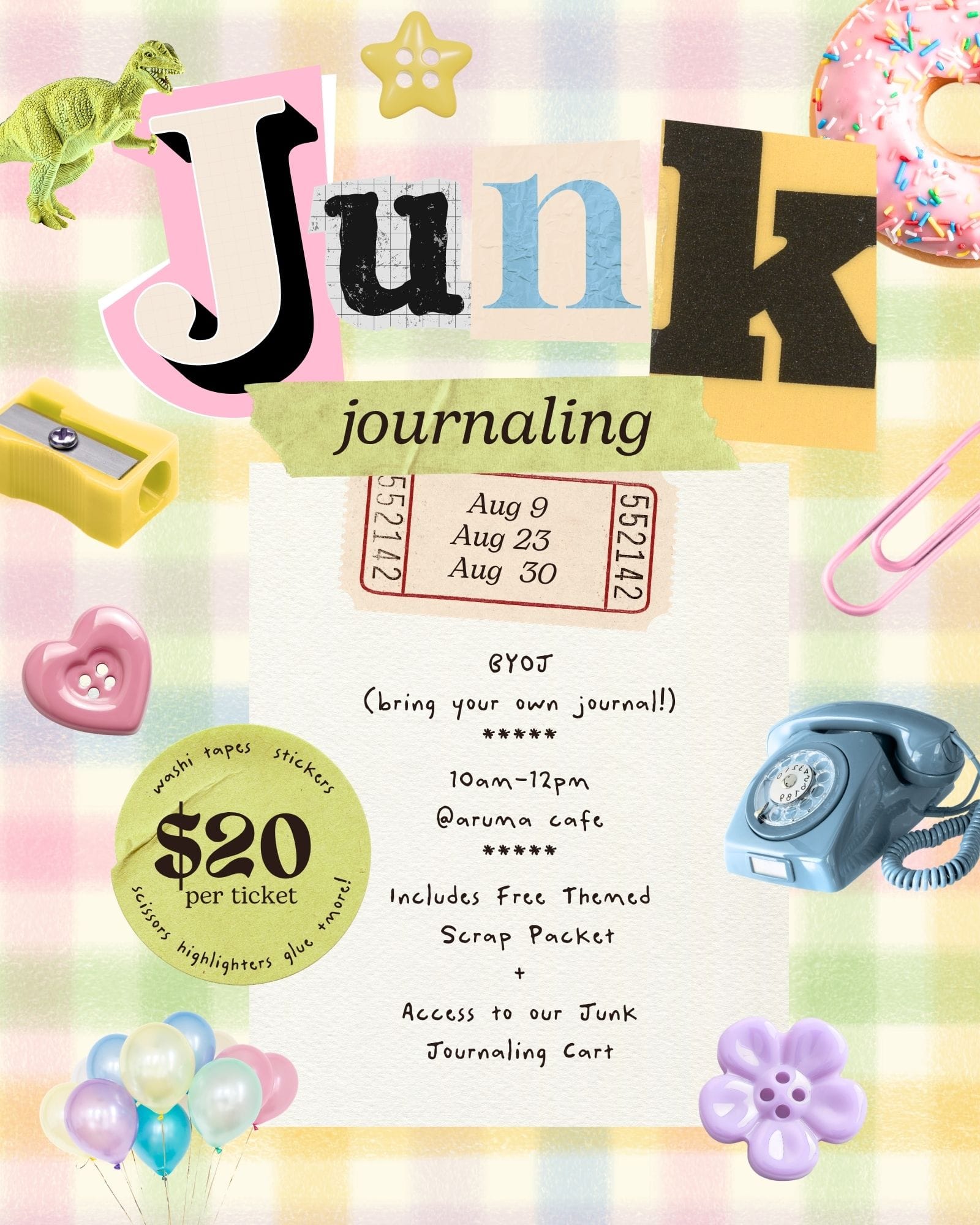 Kinkan Gifts Ticket Junk Journaling Class - August 30