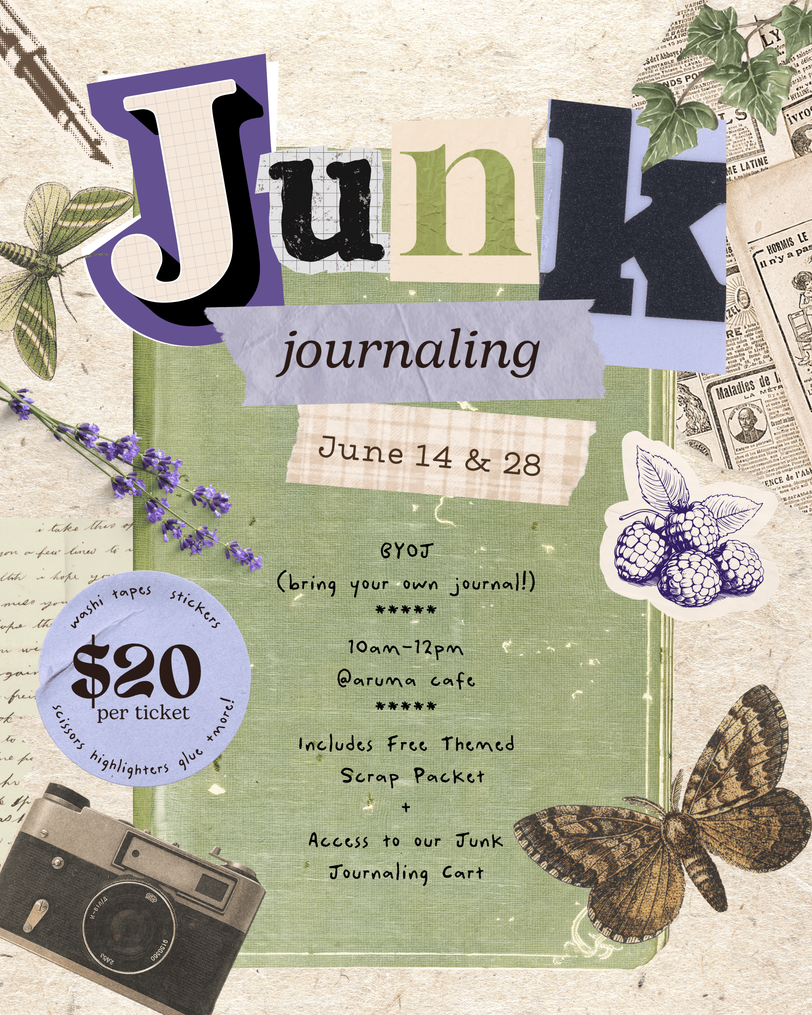Kinkan Gifts Ticket Junk Journaling Class - June 14