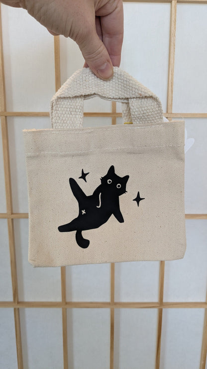 Kinkan Gifts Tote Bags Black Cat Rabbit Droppings- Teeny Tiny Mini Tote Bags