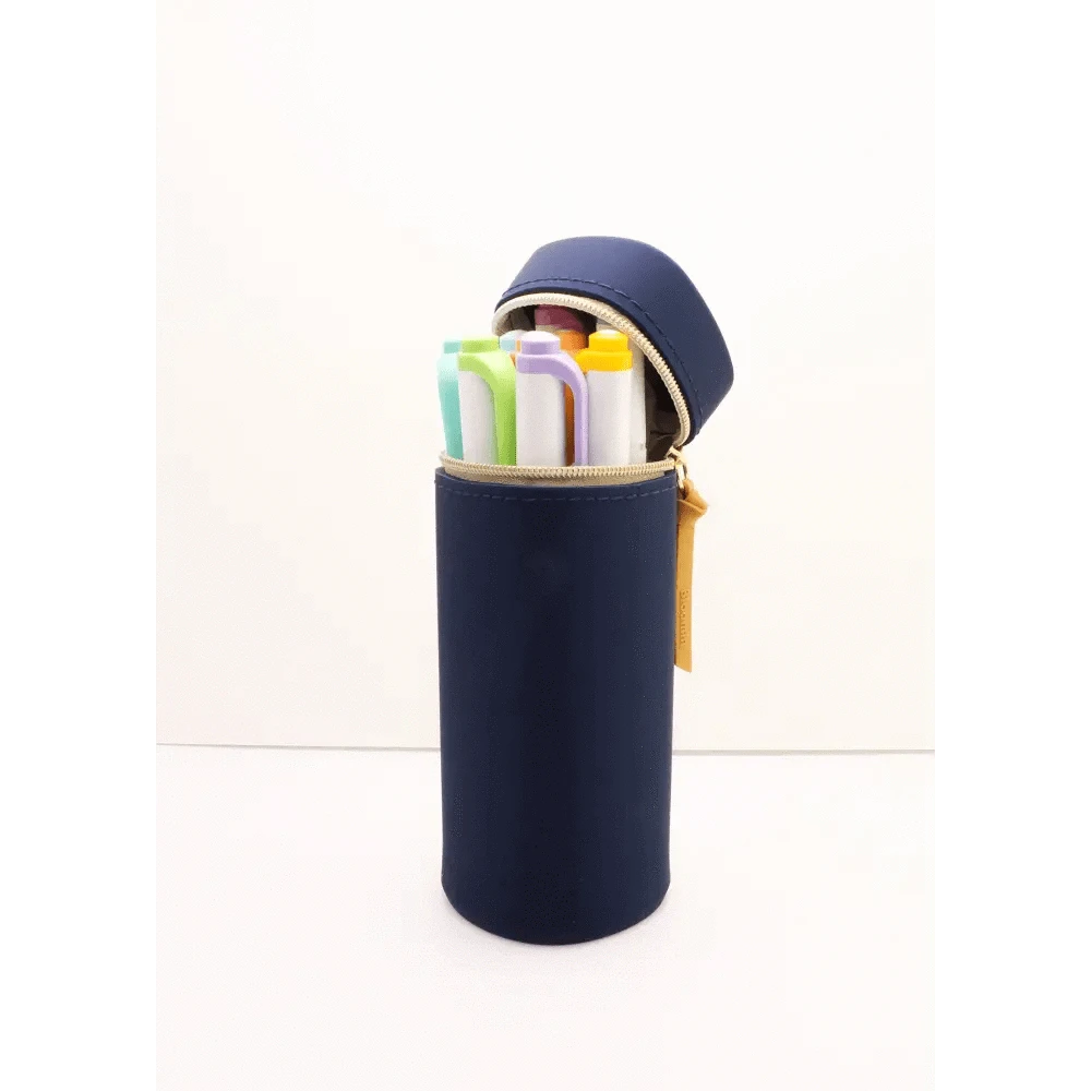 LIHIT LAB. Pen & Pencil Cases Navy Bloomin Standing Silicone Pen Case