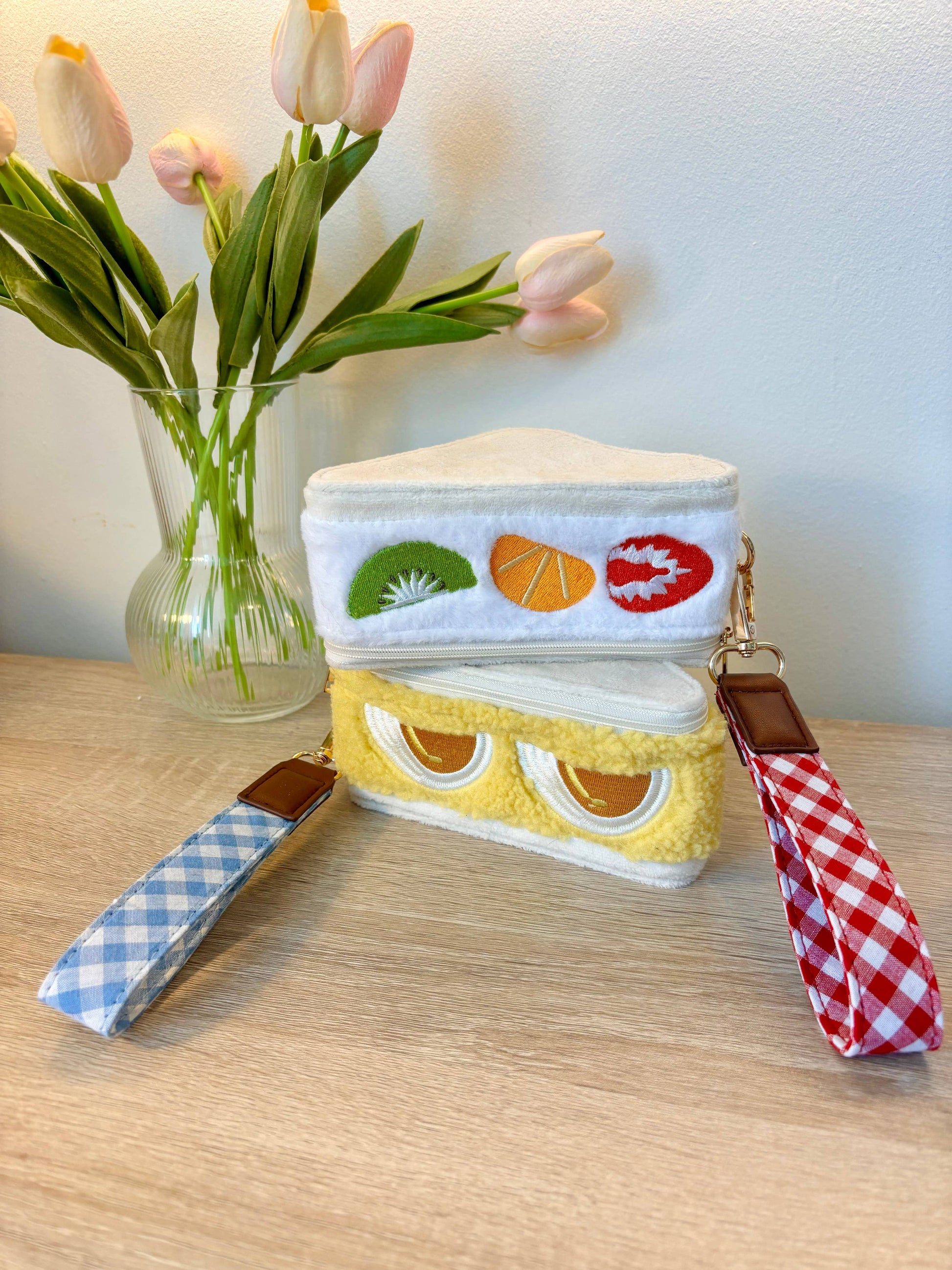 Maobabie Strawberry Sando Sandwich Wristlet Pouch
