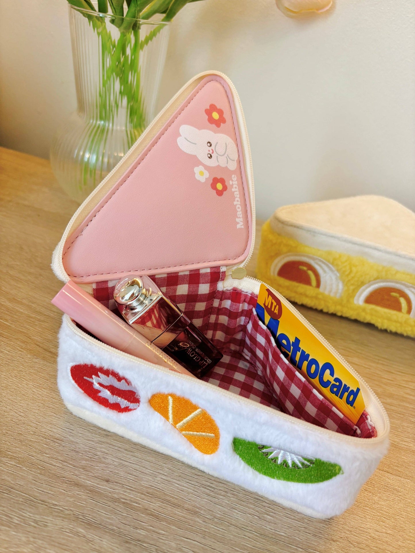 Maobabie Strawberry Sando Sandwich Wristlet Pouch