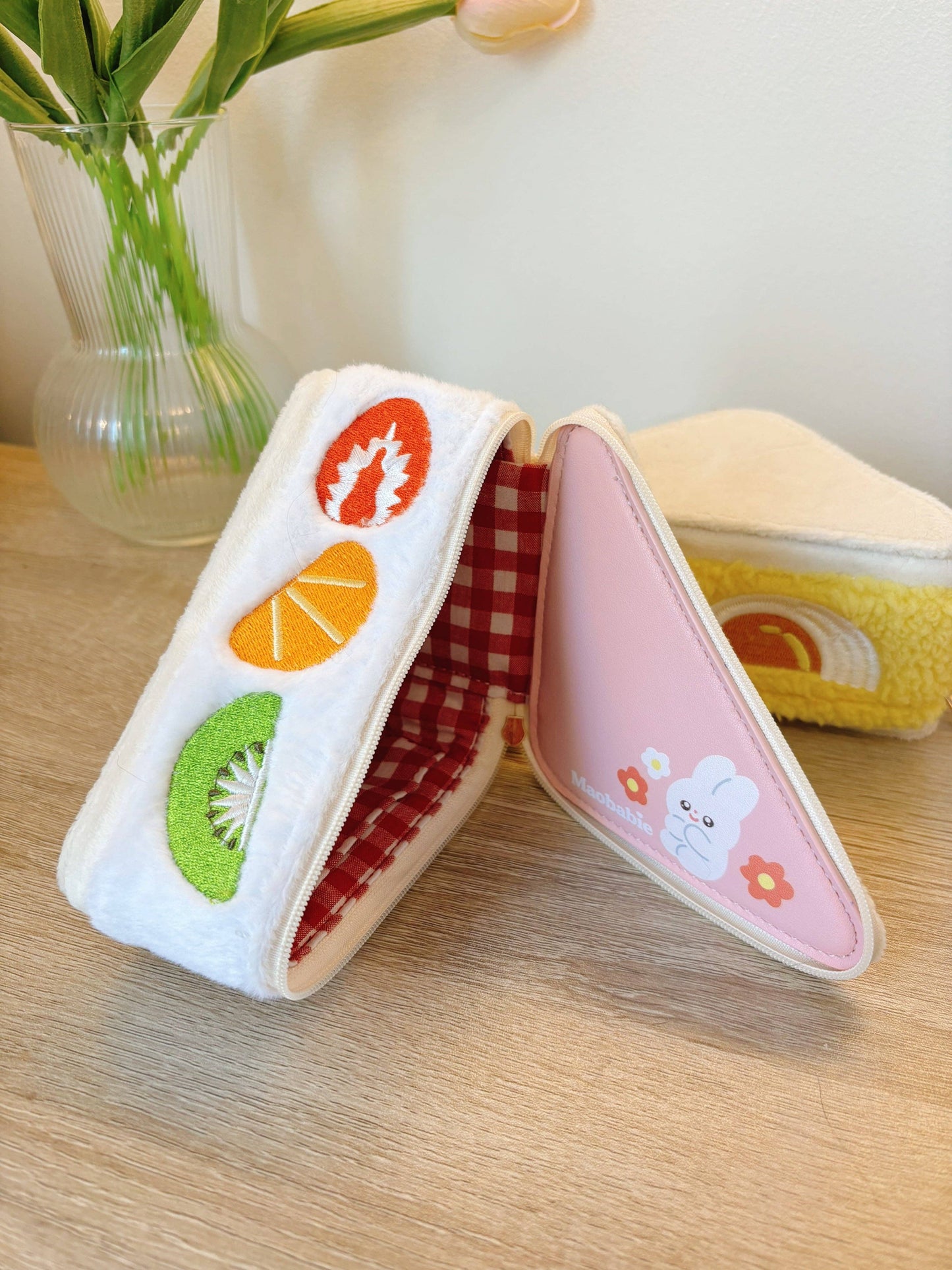 Maobabie Strawberry Sando Sandwich Wristlet Pouch