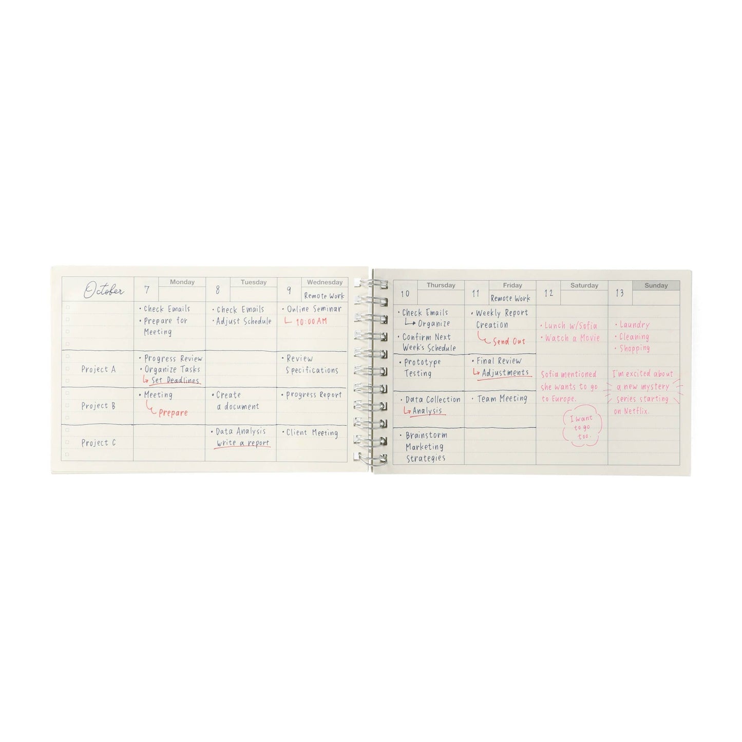 MARK'S Inc. Calendars, Organizers & Planners Dayfree Weekly Schedule