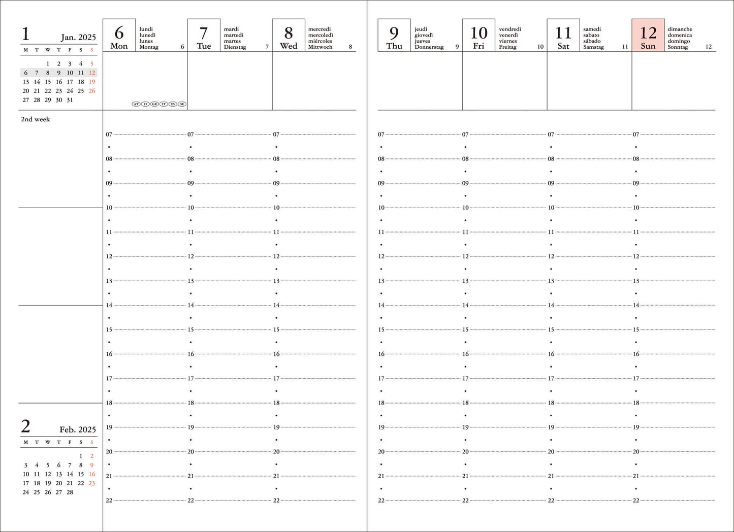 MARK'S Inc. Mint Weekly Vertical Planner 2026-16months A6 Cats