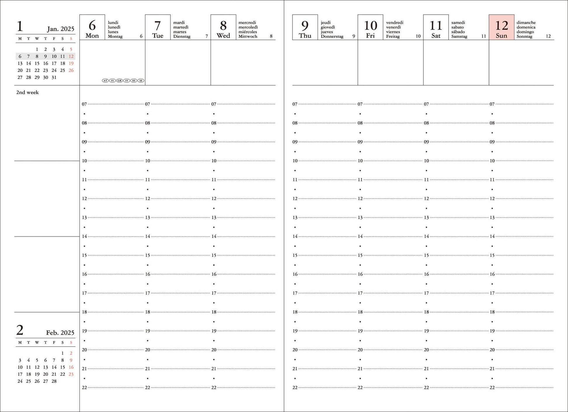 MARK'S Inc. Mint Weekly Vertical Planner 2026-16months A6 Cats