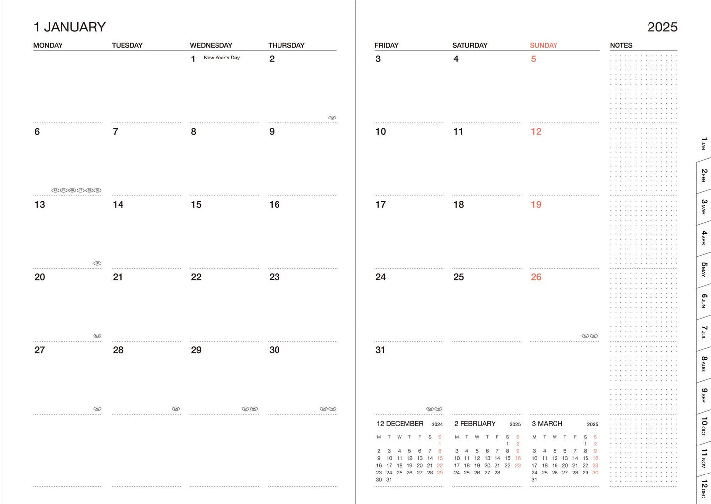 MARK'S Inc. Weekly Vertical Planner 2026-16months A5 Japan