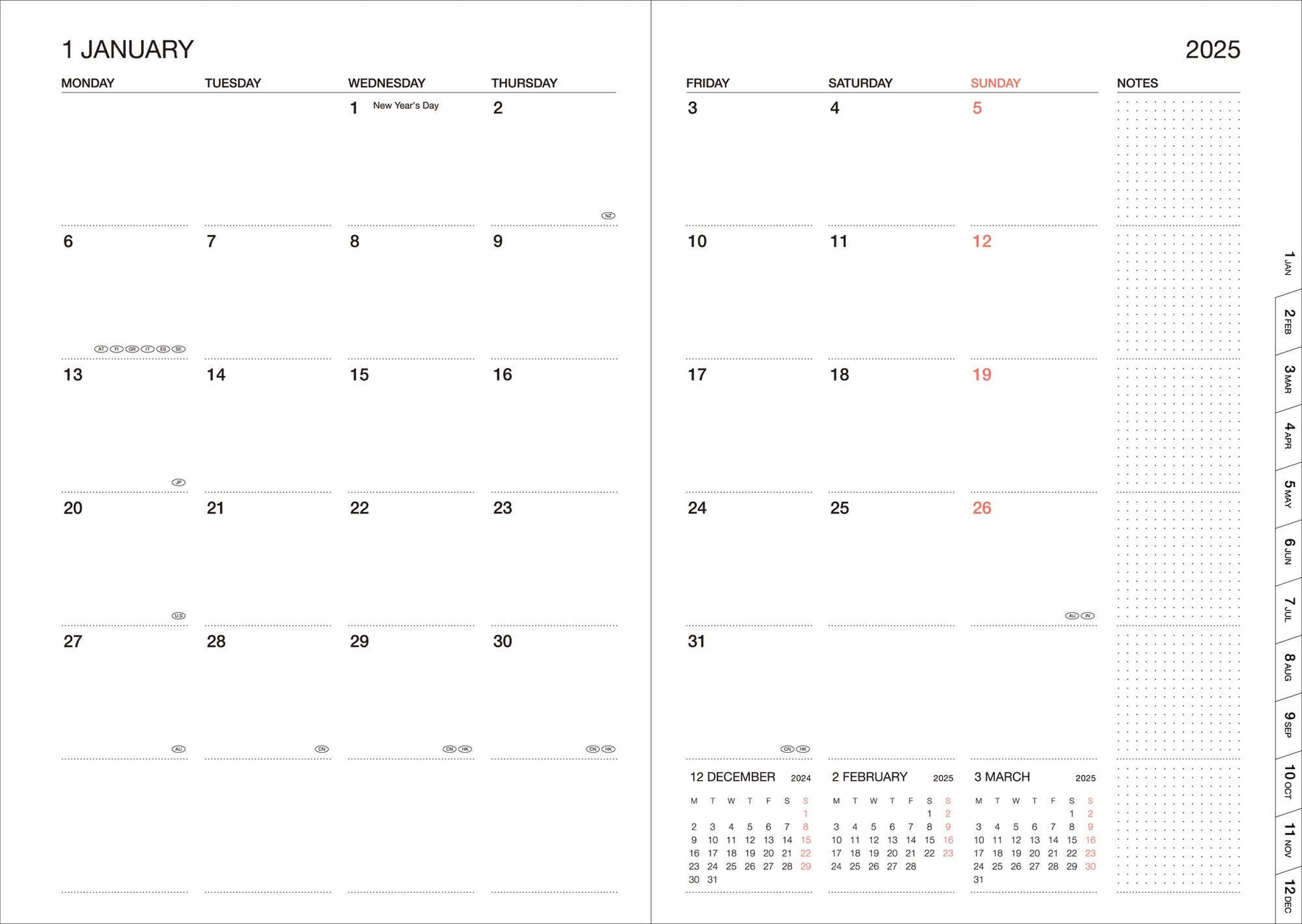 MARK'S Inc. Weekly Vertical Planner 2026-16months A5 Japan