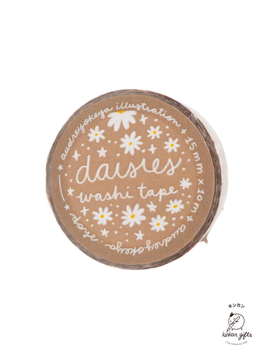 Okeya Stationery Co. Washi Tape Brown Daisies - Washi Tape