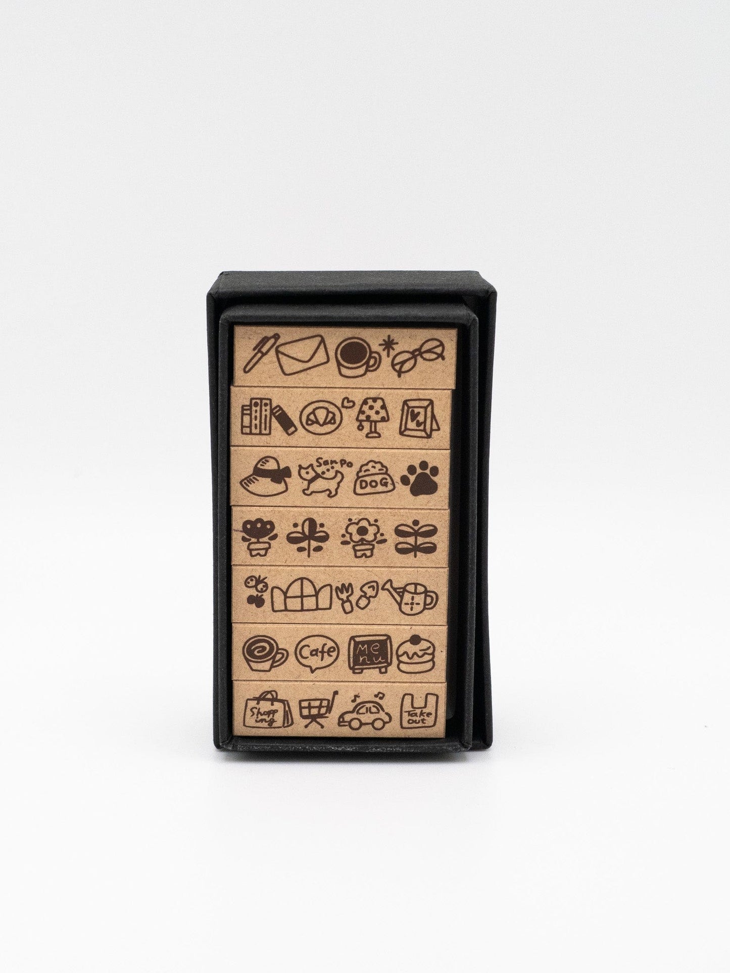 SANBY CO.,LTD. Stamps Wooden Border Stamps - Cute Life Patterns - 7pcs