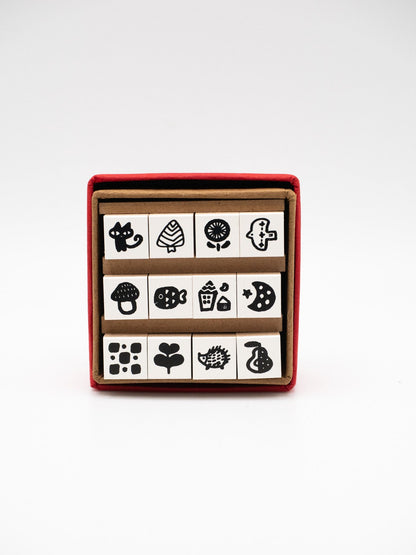 SANBY CO.,LTD. Stamps Wooden Stamp 12-pcs set - Nature